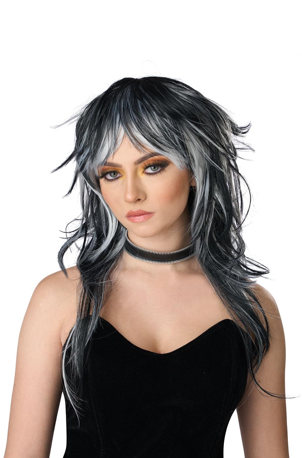 Tempting Tresses Wig, Black/White, One Size