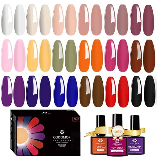 Juego de 21 esmaltes de uñas de gel, serie diaria clásica, con capa superior y base brillantemate, esmalte de uñas en gel para remojar con luz UV