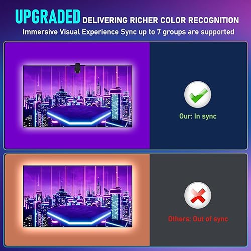Miniatura 3 de Diyife Retroiluminación LED para TV con sensores AR sincronizados con televisores de 55 a 65 pulgadas, tira de retroiluminación Bluetooth de 13.12