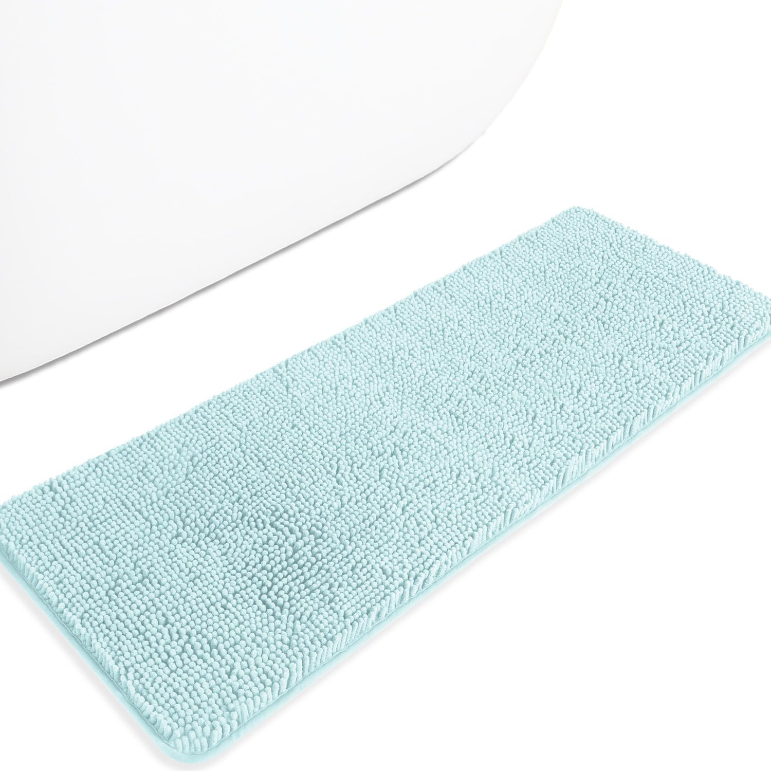 PureSwan Aqua 47 x 17 Bathroom Rugs – Absorbent and Washable Bath Mat, Non-Slip, Thick Soft Chenille Bath Rugs for Bathroom Floor, Shower, Sink — image 1