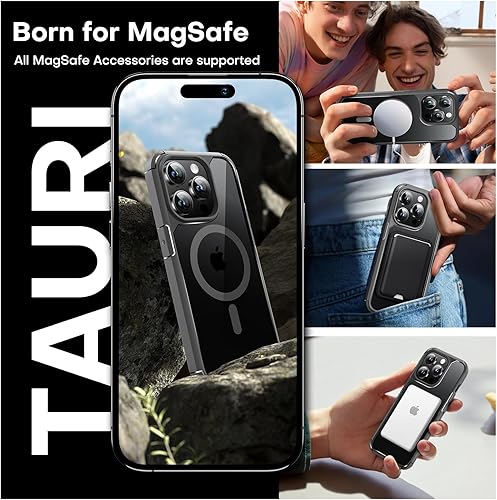 Miniatura 2 de TAURI Funda magnética 5 en 1 para iPhone 15 Pro, diseñada para Magsafe con 2 protectores de pantalla + 2 protectores de lente de cámara, protección