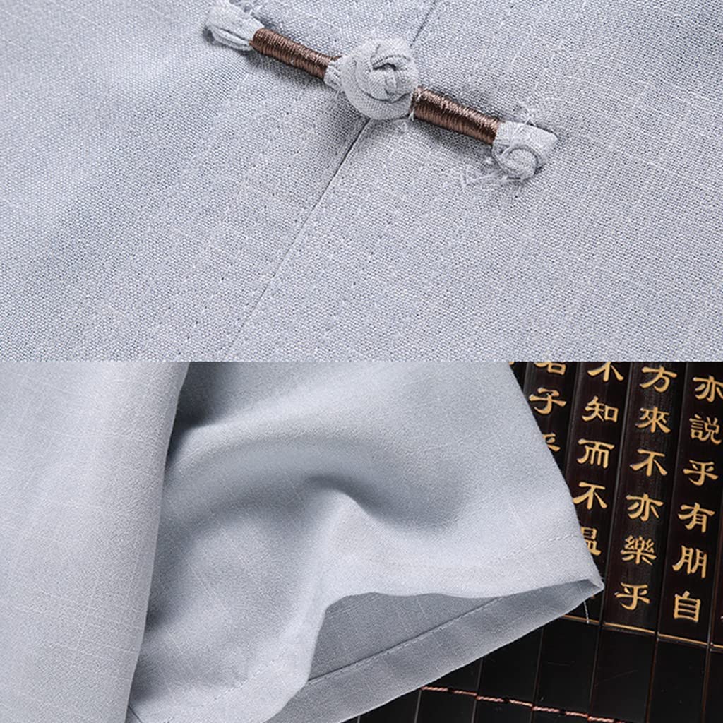 Tai Chi Kleidung Chinesische Kung Fu Kleidung Weiche Männer Erwachsene Tai Chi Kung Fu Uniformen Traditionelle Chinesische Kleidung Set Leinen Kurzarm Stickerei Lässige Chinesische Kostüme ( Color : #