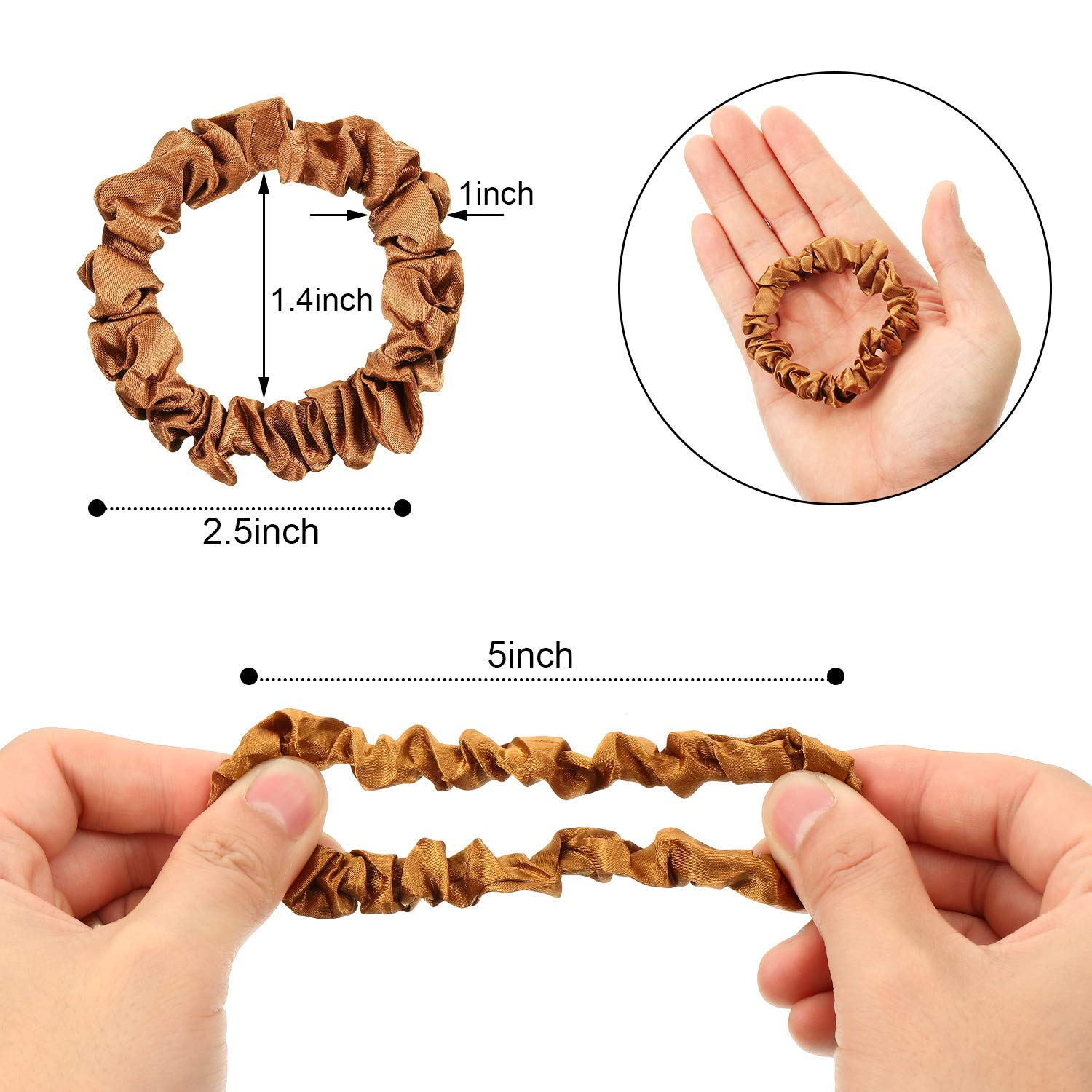12 piezas pequeñas de seda satinada mini ligas elásticas para el cabello, accesorios para coleta de caballo para mujeres y niñas (color clásico) 5