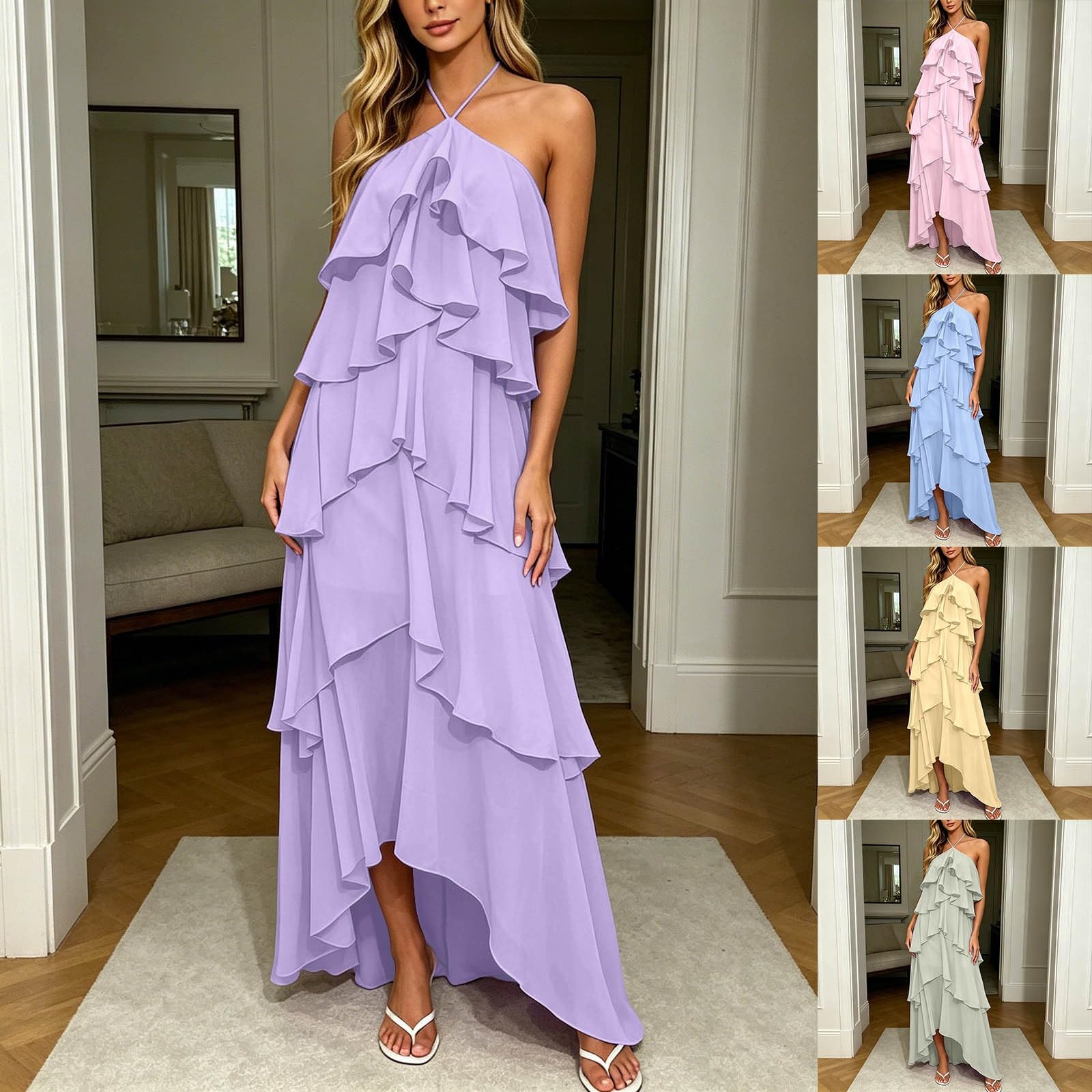 Vestido de verano para mujer, vestido de fiesta en línea A, vestido casual, vestido de verano, elegante, vestido de cóctel, largo, sin mangas, vestido de noche, elegante vestido cruzado