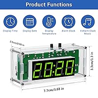 Vista 3 de MiOYOOW TJ-56-428 Kits de reloj digital de 4 dígitos DIY con carcasa acrílica, kit de práctica de soldadura de reloj de alarma DIY para estudiantes