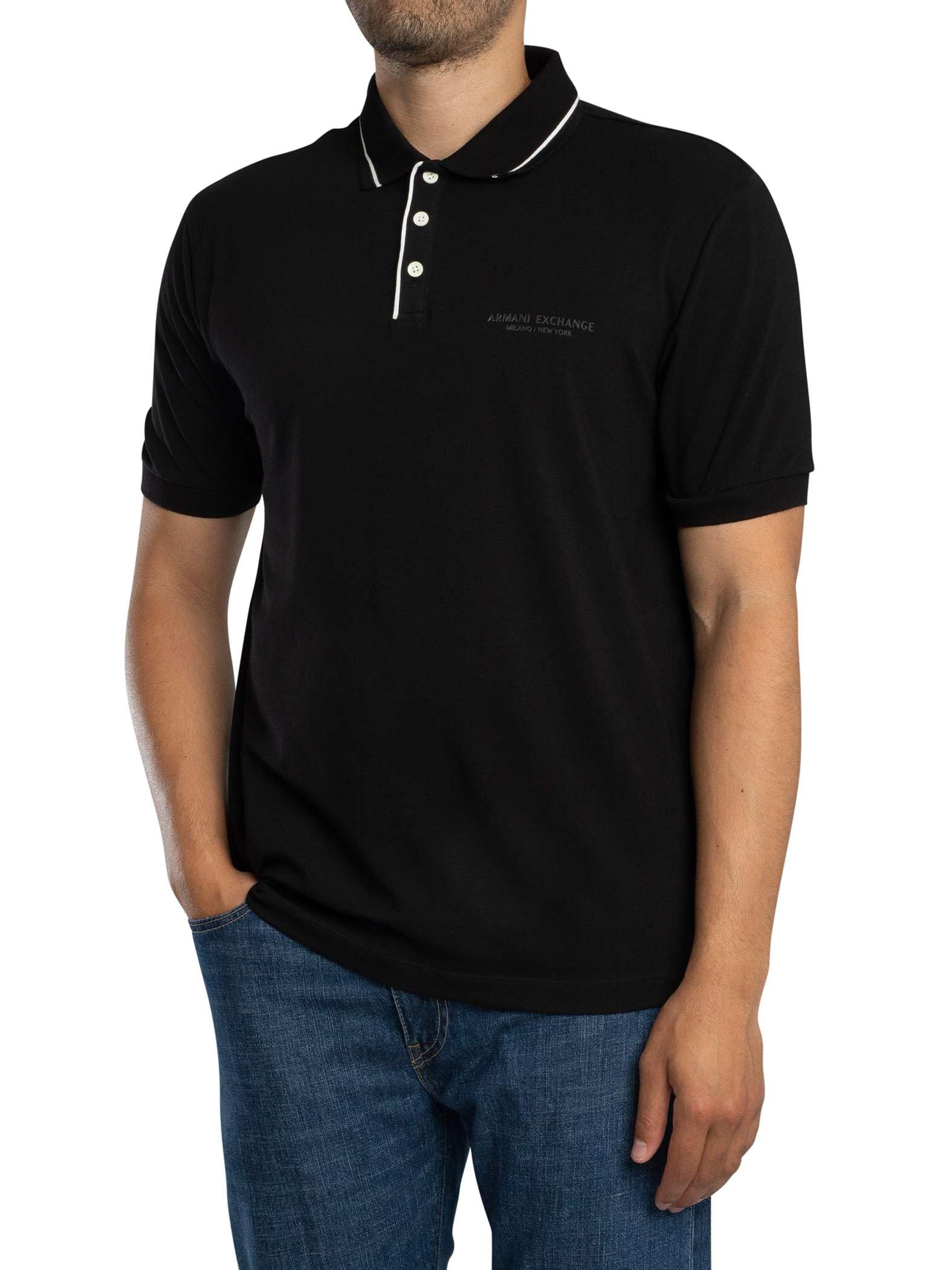 Armani Exchange Herren Schwarz - Polo Shirt 1Er Pack - Größe 2XL