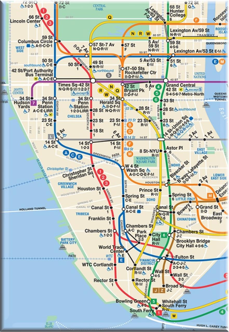 Aimant carte du métro New York City 2x3 magnet frigo NYC