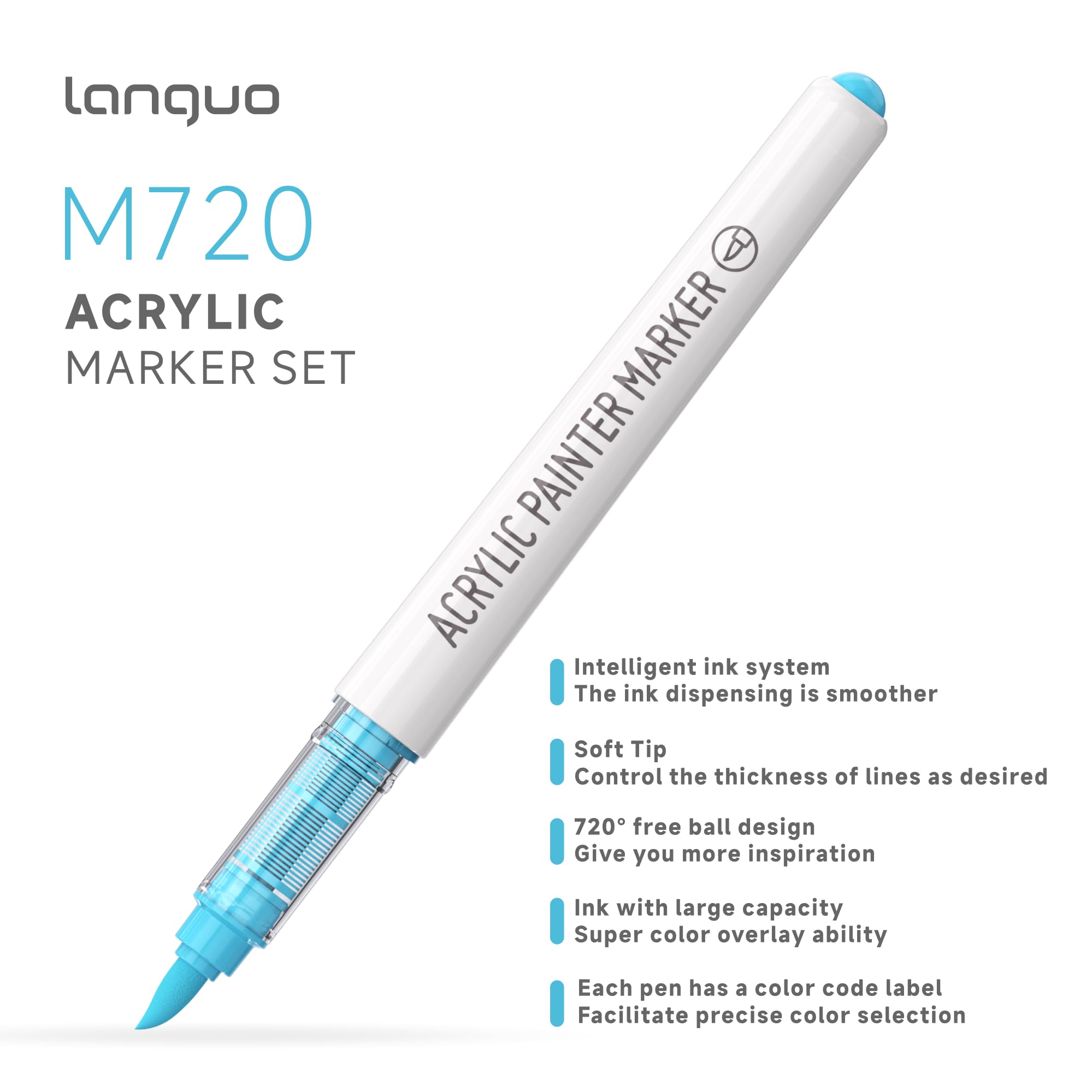 Amazon.co.jp: languo 24色 アクリルペイントマーカー 筆先 ダイレクト