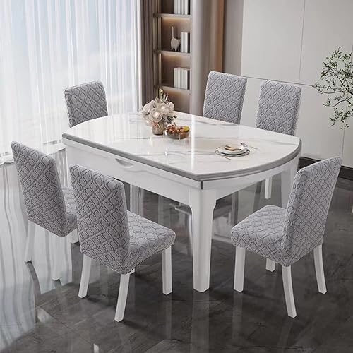 Miniatura 5 de Fundas para sillas de cocina, fundas para sillas de comedor, extraíbles y lavables, de jacquard Parsons (gris claro, juego de 6)