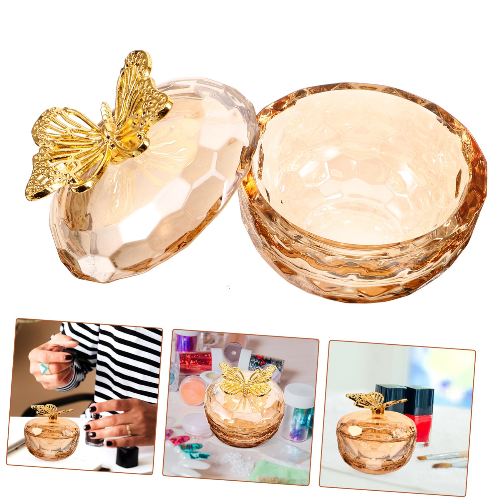 Set di 3 pennelli per nail art, accessori per manicure, accessori per unghie, in, per nail art, in, per unghie rotonde, in cristallo, in acrilico
