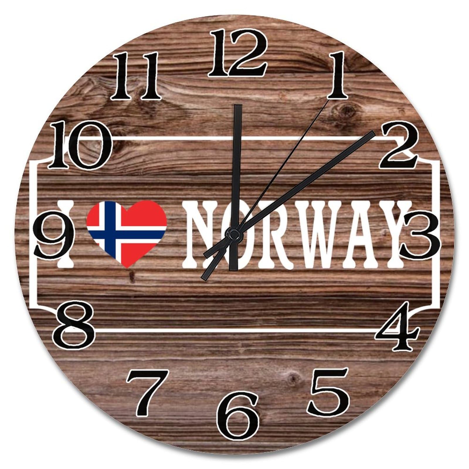 Horloge murale sans tic-tac en bois Norvège pour bien dormir