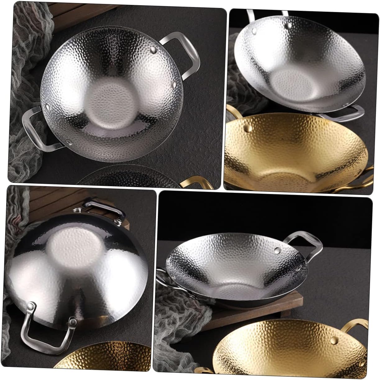 Stainless Steel Cooking Pan with Double Handles Paella Pan for Home Kitchen and Heat Resistant Cookware for Seafood and Hot Pot Reusable Design