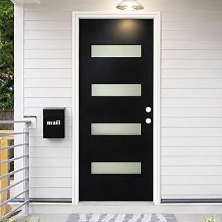 32 * 80 Fiberglass Entry Door, Black Front Door with Vinyl Frame-Modern Exterior Door with Frost Door(Inswing Left)