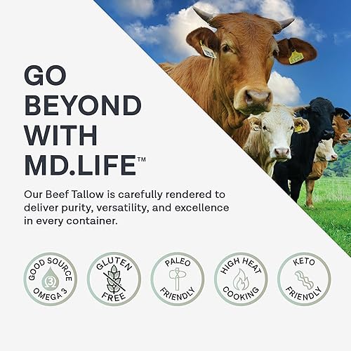 Miniatura 5 de MD Life - Sarga de carne de res a granel para cocinar de grado alimenticio para reemplazo de aceite de cocina 24 libras 384 onzas apto para pastos