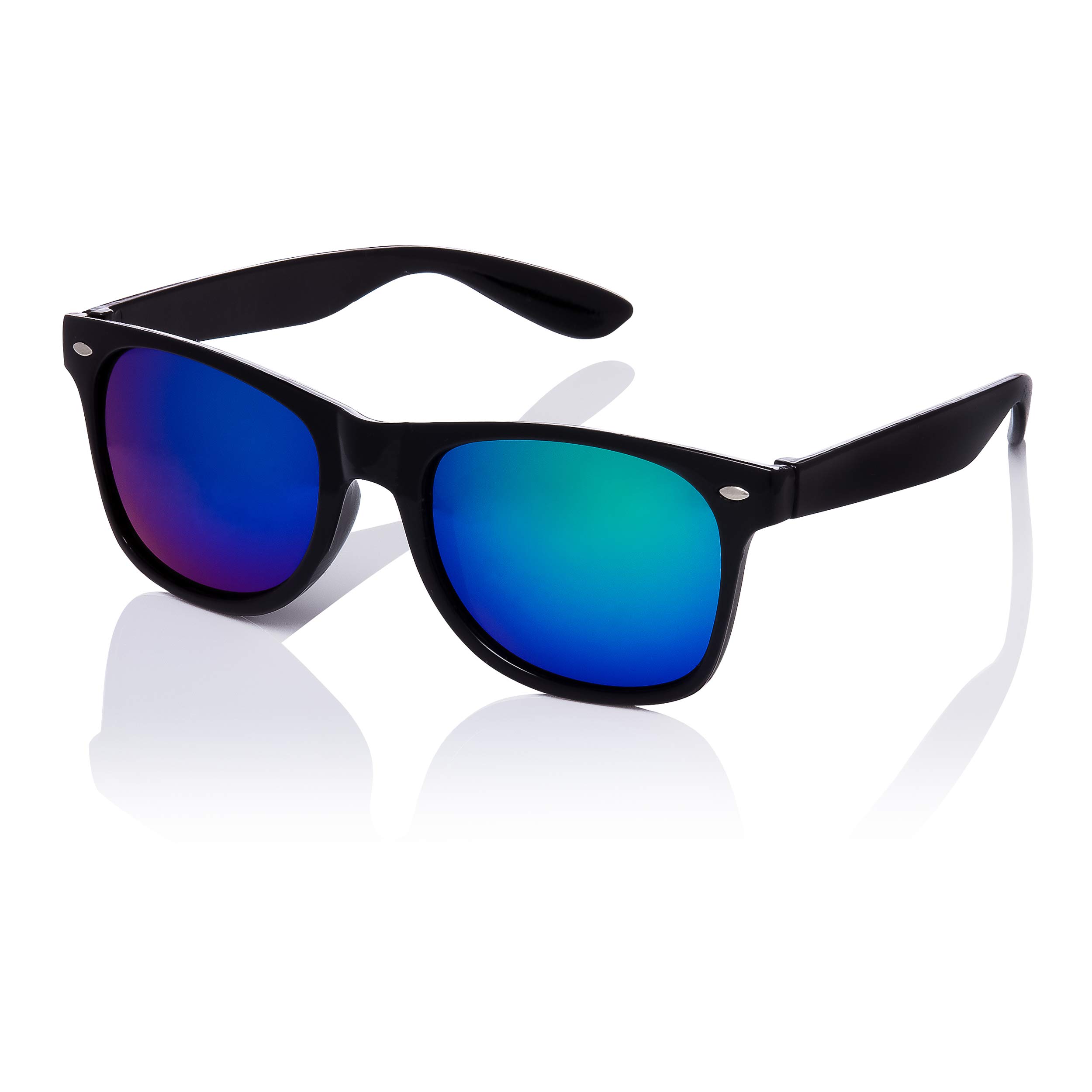 Ultrabyeasypeasystore Unisex Black Frame With Green Lenses Ultra Classic Retro Sunglasses Uv400 Protection - Adults Mens Womens - Lightweight Polycarbonate Lenses - Timeless Black Frame With Green Mirrored Lenses