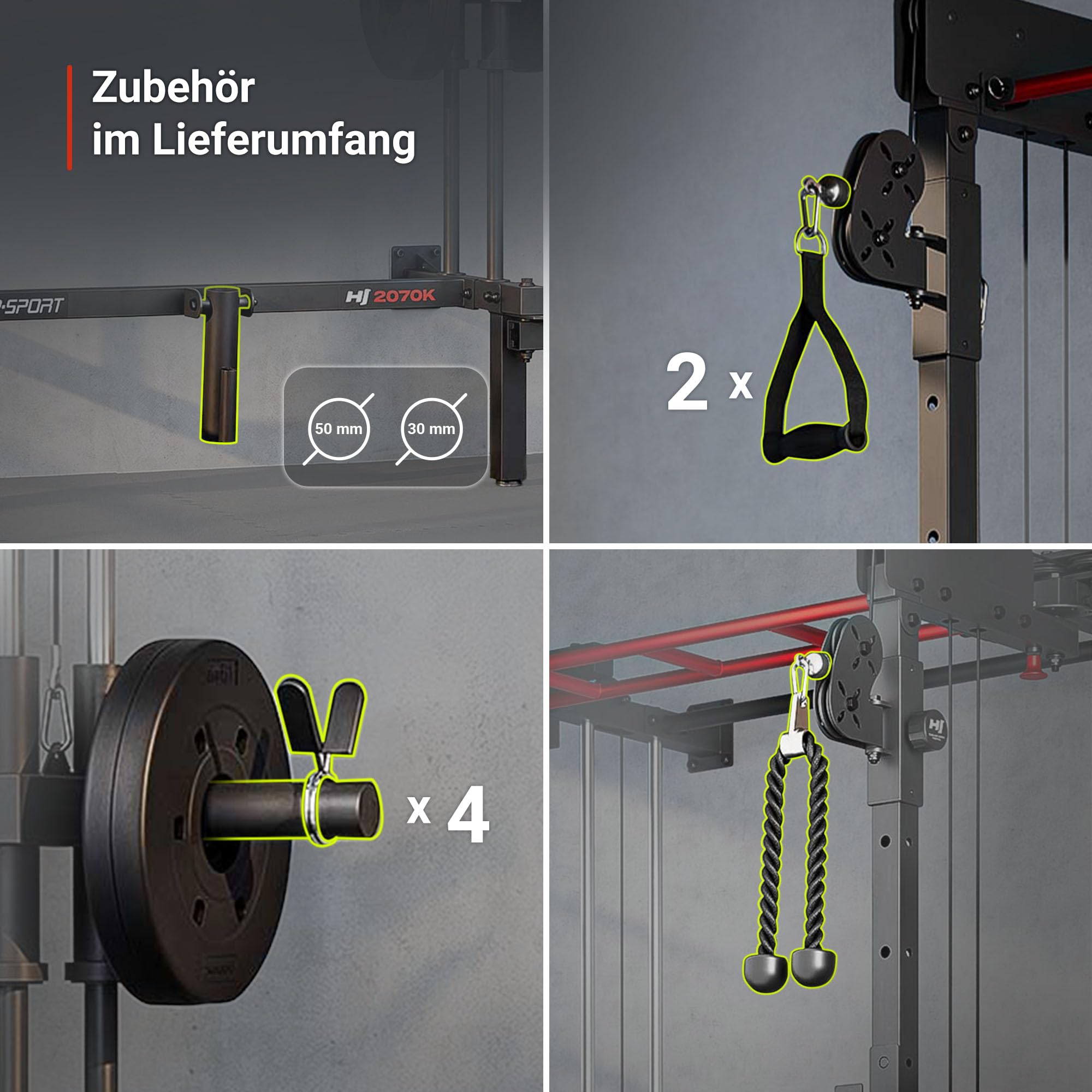 Hop-Sport HS-2070K Power Rack zur Wandmontage, 110x96x231 cm, 150 kg Belastbarkeit