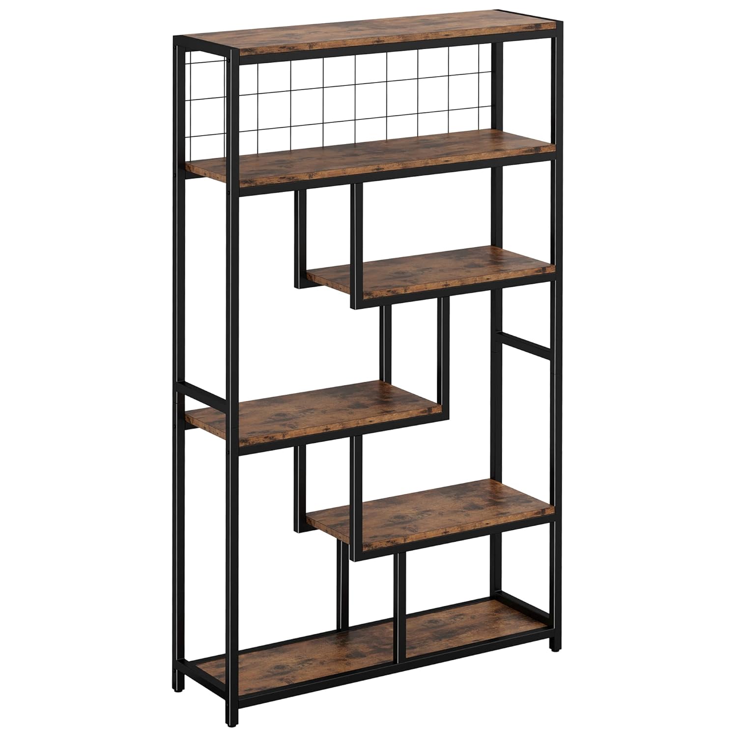IRONCK Bookshelves 6 Tiers Industrial Etagere Heavy Duty Shelves for Living Rooom Office Storage Geomeric Display Boocase Vintage