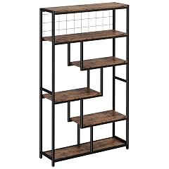 IRONCK Bookshelves 6 Tiers Industrial Etagere Heavy Duty Shelves for Living Rooom Office Storage Geomeric Display Boocase Vintage