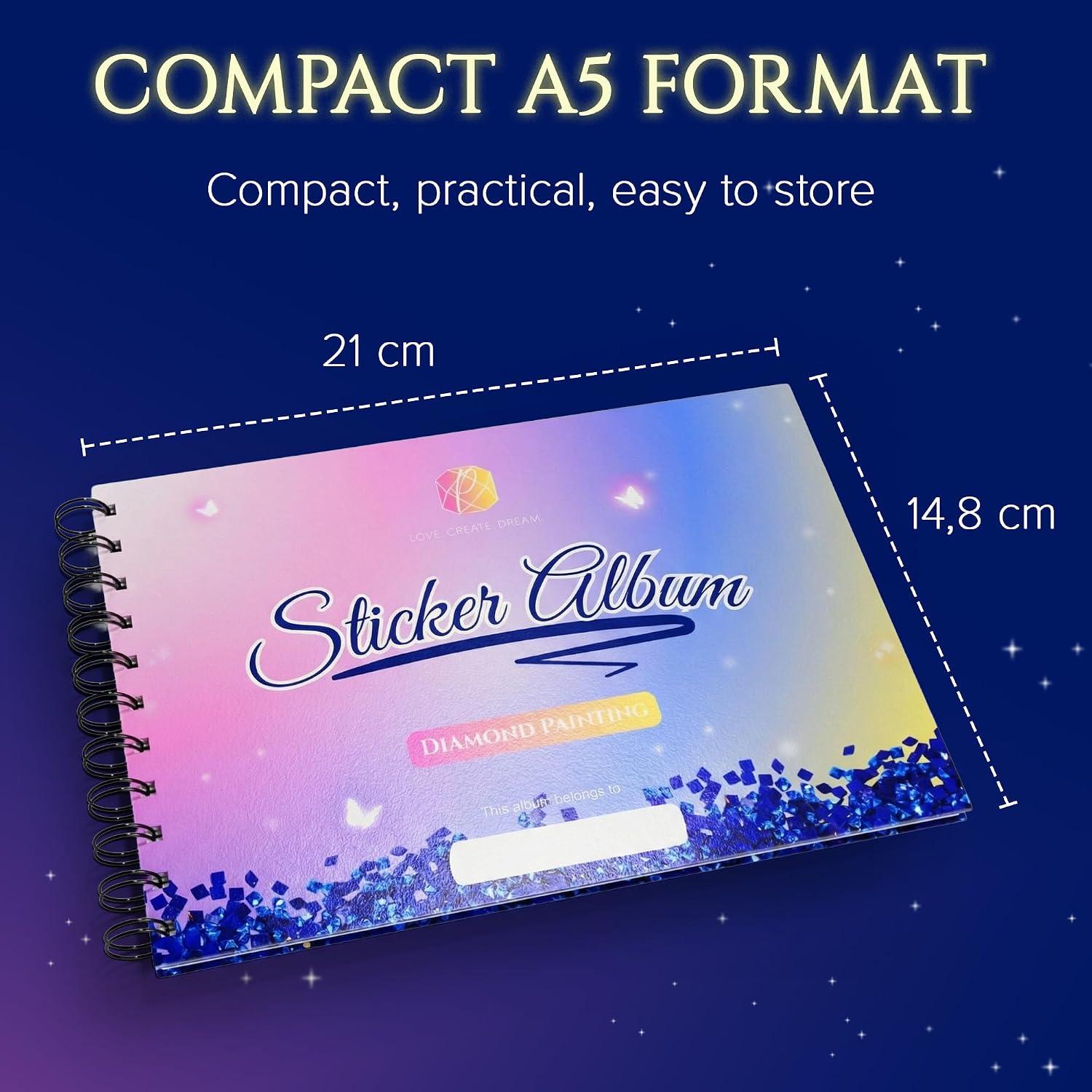 Picmondoo Diamond Art Sticker Album with Silicone Pages – No Glue, No Residue – Holds Up to 200 Stickers | Sticker Storage Book for Kids & Adults, Perfect for Sticker Collecting