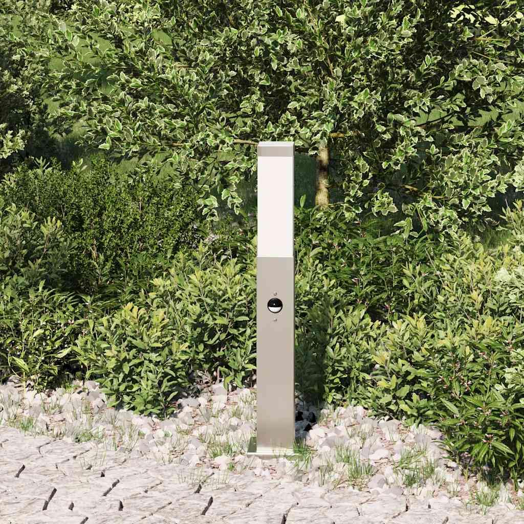 Lampada a colonna con sensore in acciaio inox, altezza 50 cm, IP44, resistente alle intemperie, per terrazza, giardino e vialetto, con sensore di movimento PIR e diffusore, distribuzione