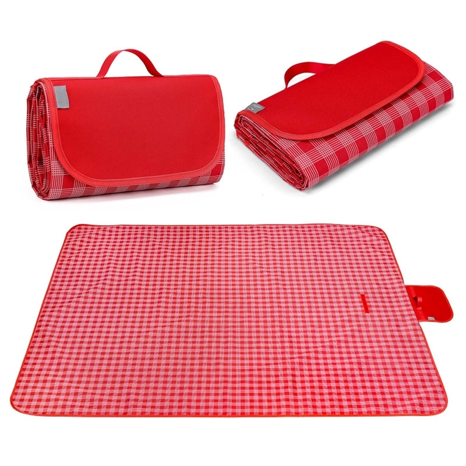 Couverture de Pique-Nique Imperméable, 200x200 CM Portable Tapis Pique Niques, Natte de Plage Nappe Picnic pour Jardin Extérieur (Color : Red Grid)