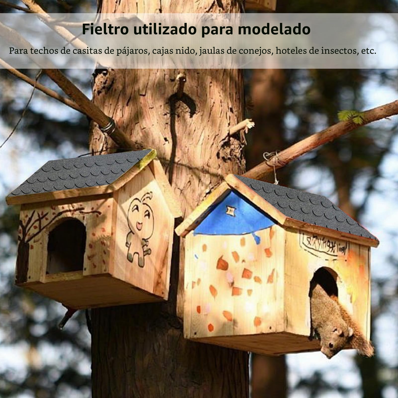 Lote de 53 tejas de cartón asfáltico adhesivas - Mini tejas de tejado para cobertizo de jardín - Tejas asfálticas para nido de pájaros - Techo de buzón