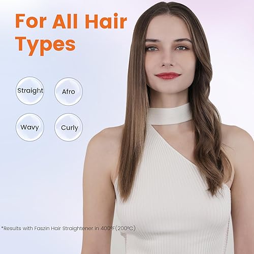 Miniatura 9 de Faszin Plancha de pelo profesional, placa ancha de 1.65 pulgadas, plancha plana de iones negativos de titanio, calentamiento rápido de 30 segundos,