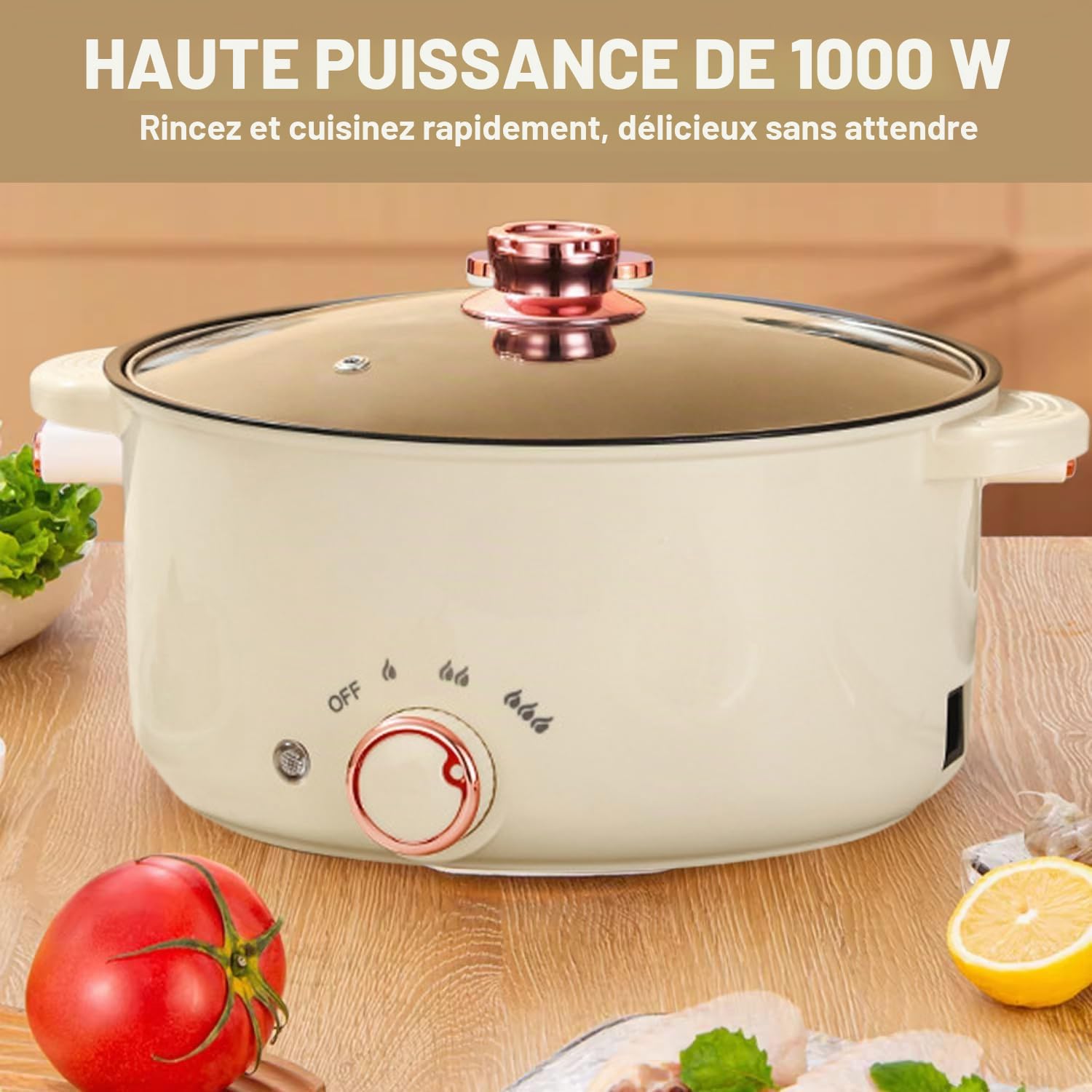 Hot Pot électrique de 3,5 L, Casserole électrique avec séparateur 1000W, Trois réglages de puissance Antiadhésif Poêle polyvalente Soupière rapide pour frire Ramen Fondue Soupe
