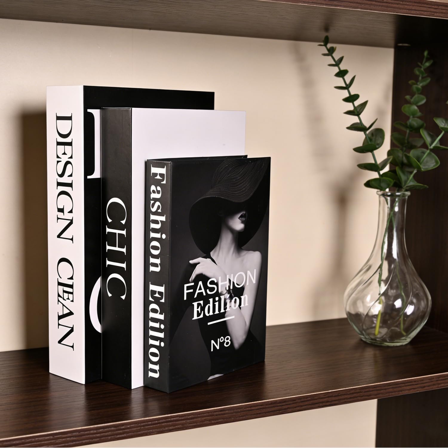Decorative Storage Books for Home Decor, Set of 3 Stylish Boxes and Picture Frame Enhance Your Coffee Table, Bookshelf or Mantel Decor, Photo Storage and as a Keepsake Box