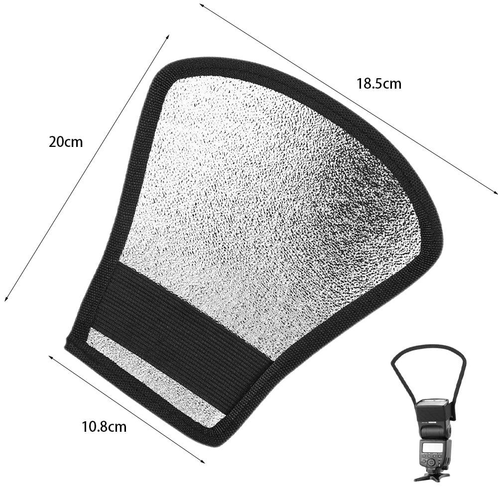 Diffusore Flash, 2 in 1 Argento/Bianco Riflettore, Flash Softbox con Elastico Adatto per Nikon Canon Sony Yongnuo Speedlite