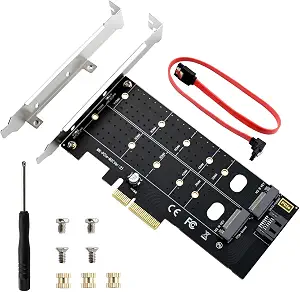 ELUTENG Dual M.2 PCIe Adapter Card for NVMe and SATA SSDs