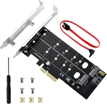 ELUTENG Dual M.2 PCIE Adapter NVME/NGFF to PCIE X4 Expansion Card 32Gbps PCIE NVME SSD Adapter Compatible with B-Key/M-Key/B&M Key for 2230 2242 2260 2280 22110 SSD