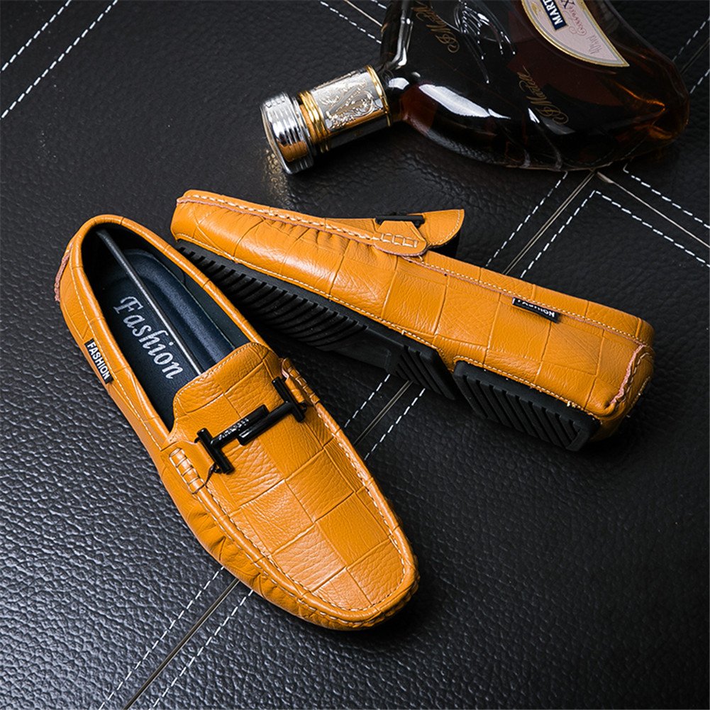 Hombre Artesanal Mocasines Decorado Hebilla Transpirables Oficina Trabajo Zapatos Caminar,Amarillo Marrón 40 EU