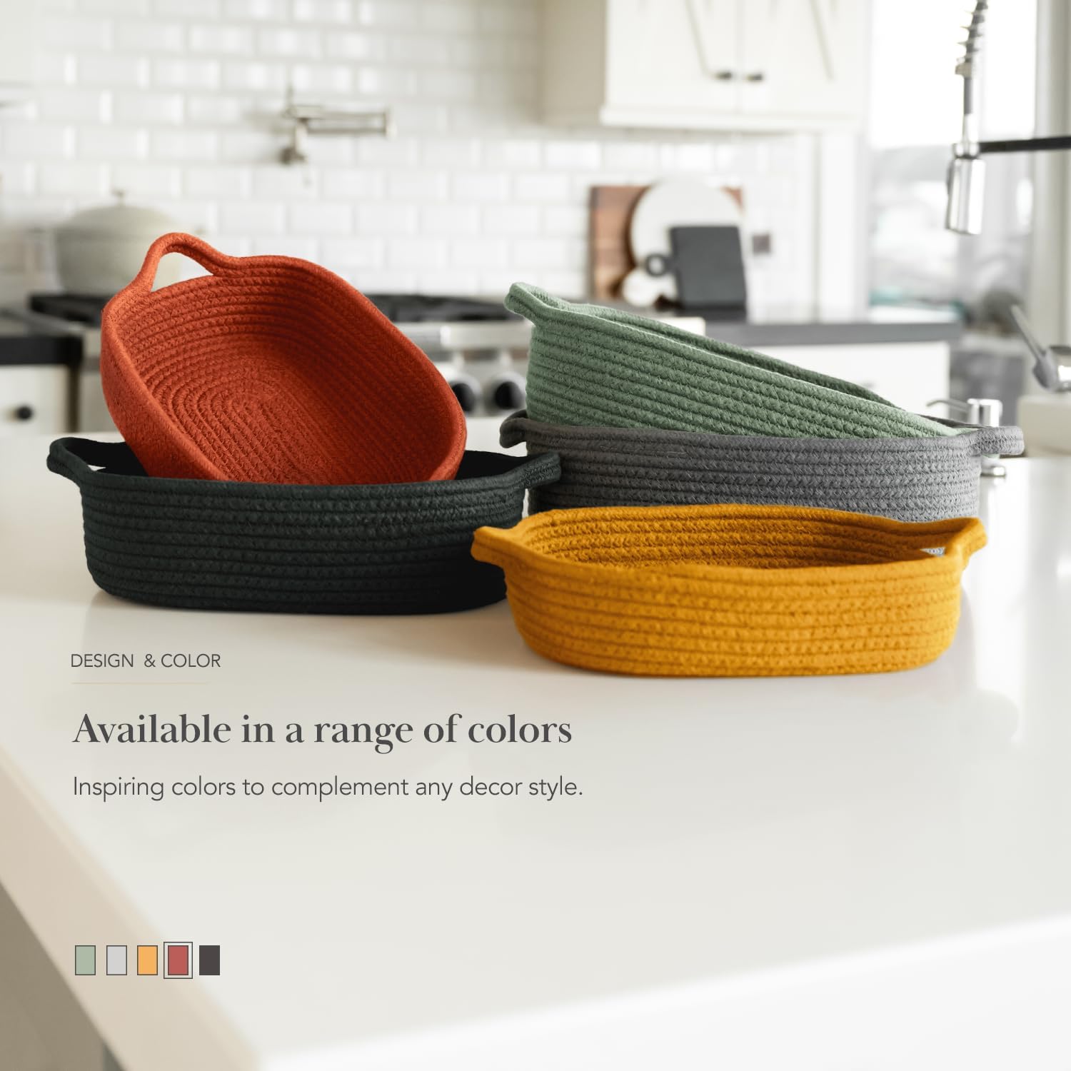 Cozytoon 5-Piece Storage Basket Set - Durable Cotton Rope Storage Bins for Bathroom, Kitchen, Nursery, and Living Room Organization - Multi-Use Baskets for Shelves, Clothes, Towels and Laundry