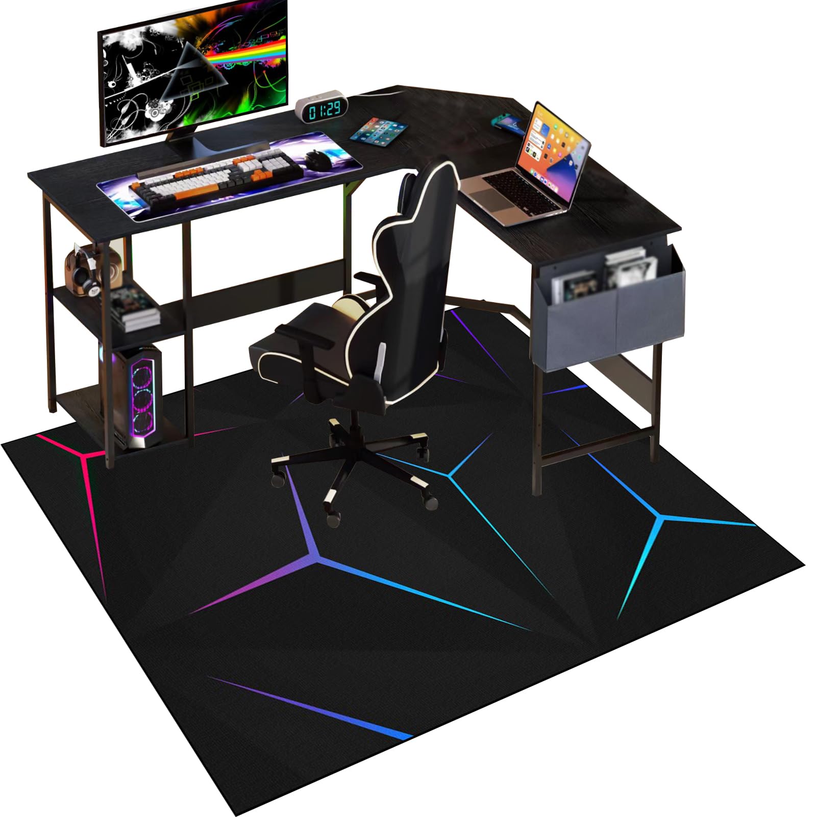 Gaming Chair Mat for Carpet, 160 x 200 cm Office Chair Mat for Carpeted Floor, Floor Protectors for Rolling Chairs, Non slip Floor Protection Mat, Computer Desk Chair Mat for Hard Wood Tile Floors