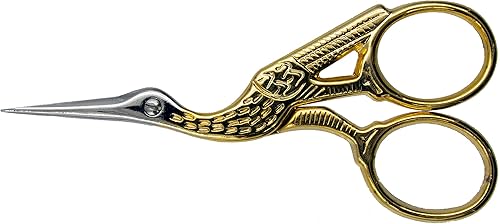 Miniatura 3 de Ultima Tijeras de bordado y costura de cigüeña, forjadas, chapadas en oro, de 3-1/2 pulgadas