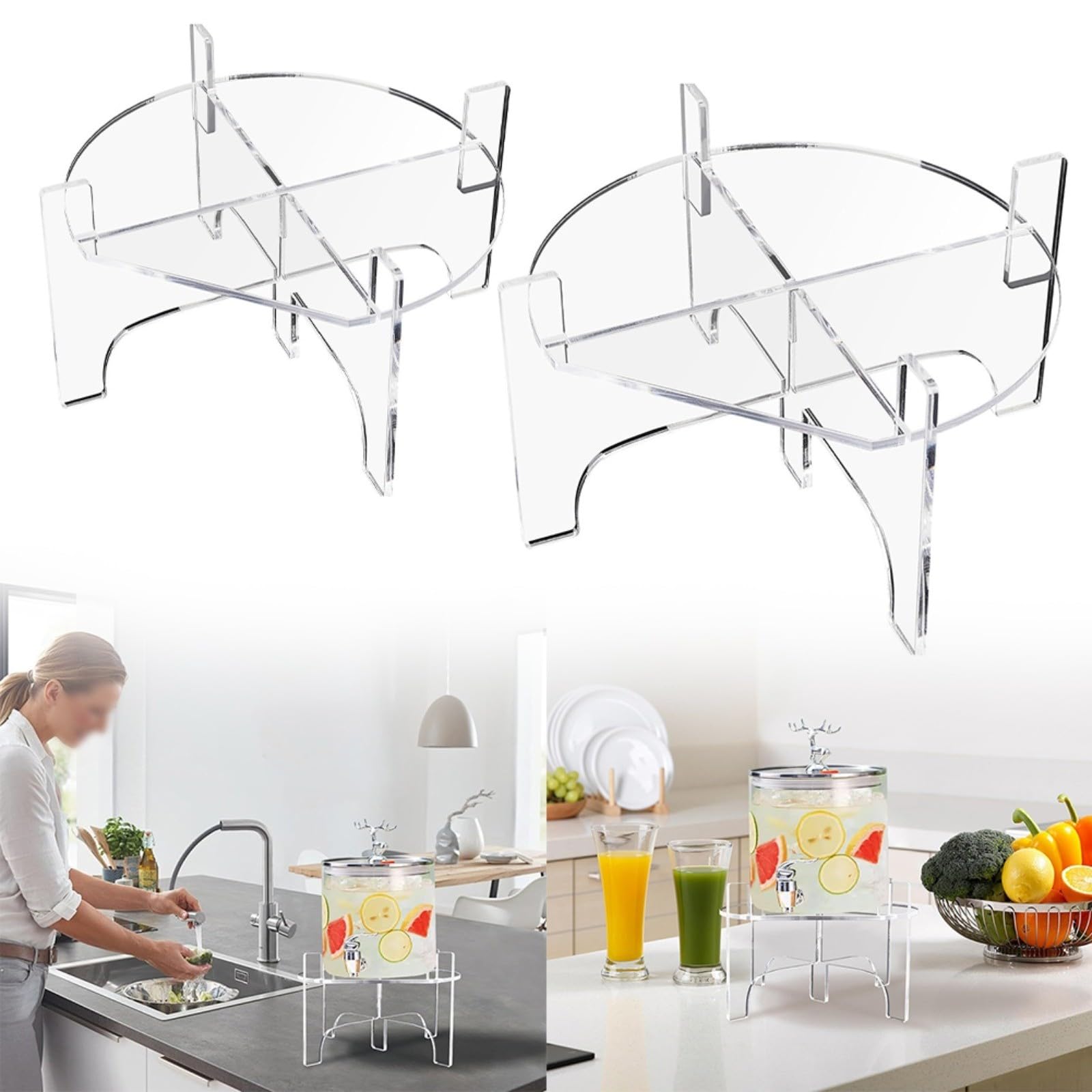 Transparenter Acryl Getränkespender Ständer für Saftbehälter Wasserspender Gebäckständer Dekorativer Displayständer für Küche Party(Large)
