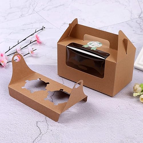 Miniatura 5 de 20 cajas para cupcakes, 2 soportes para cupcakes, recipientes para magdalenas, recipientes de pastelería, cajas de dulces con ventana y asa para
