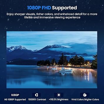 Mini Projector with WiFi and Bluetooth, Portable Movie Projector with 180° Rotatable, 1080P HD Supported, Auto Vertical Keystone, Compatible with Smartphone, TV Stick, Laptop, HDMI, USB