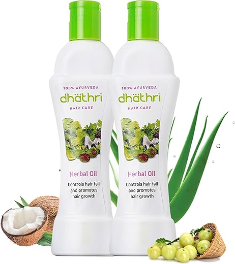 Dhathri Hair Care Herbal Oil, Ayurvedic Oil for Hair Growth, 100 ml (Pack of 2)