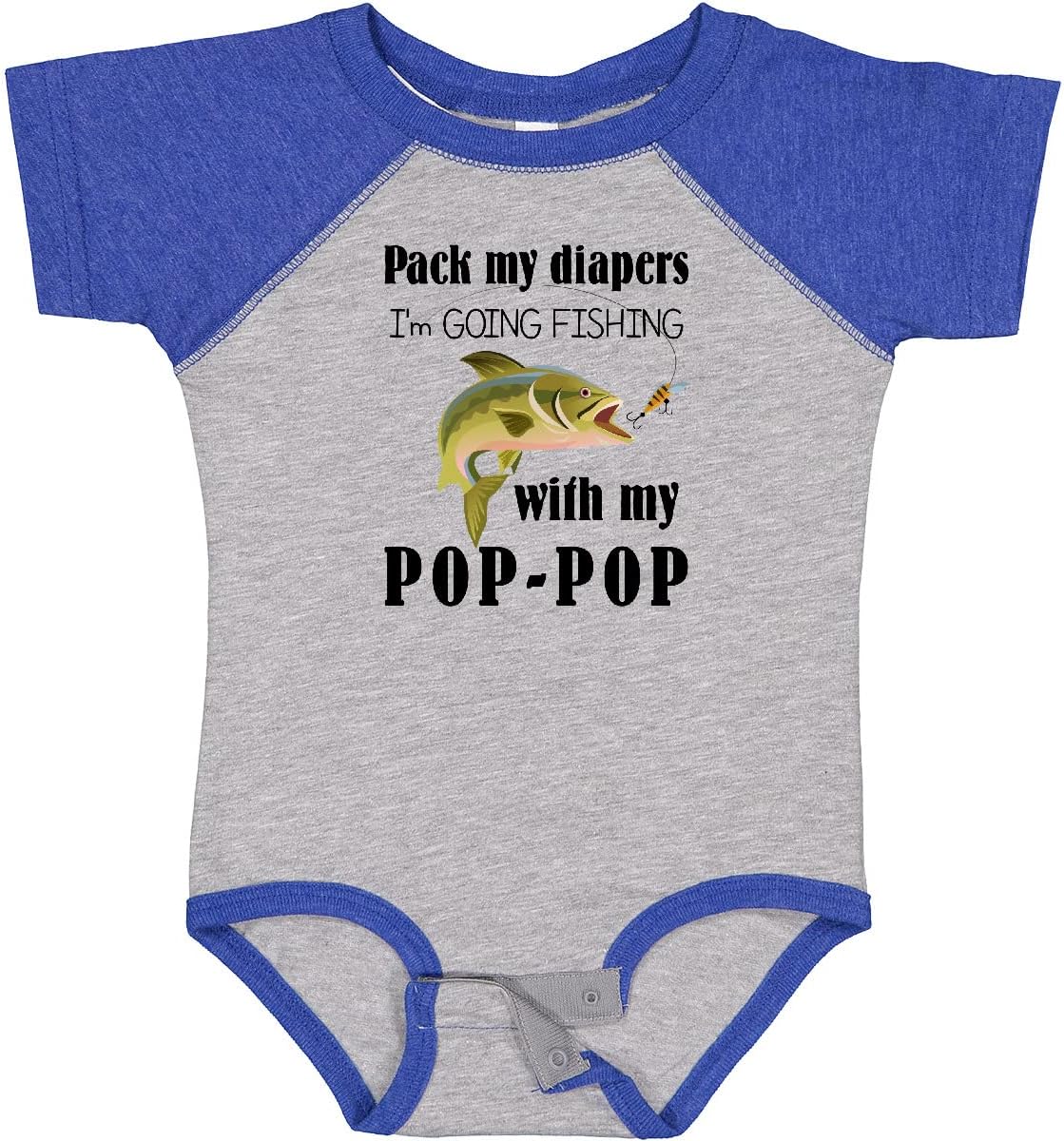 inktastic Pack My Diapers I Am Going Fishing with Pop-Pop Baby Bodysuit