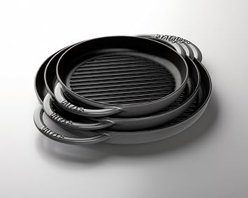 Staub Pure Grill Round Cherry, 11.8 inches 30 cm, Grill & Frying Pan, Double Handle, Cast Enamel, IH Compatible, 40511-525