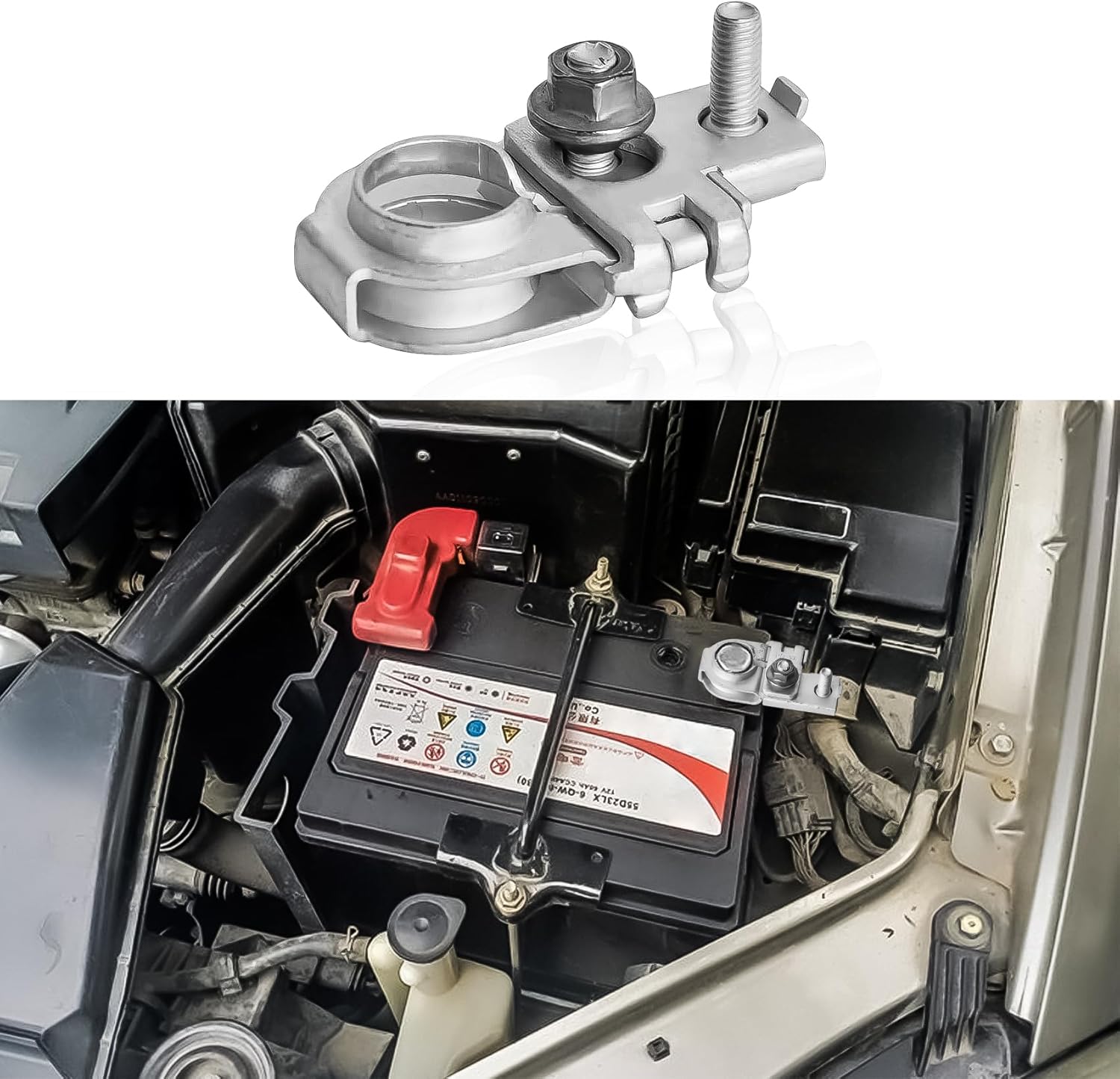 Battery Terminal Connector, Battery Cable Terminal End, 91980-3X010 Positive Battery Terminals with Nuts, Car Accessories Top Post Positive Battery Terminal Compatible with Hyundai Genesis Kia