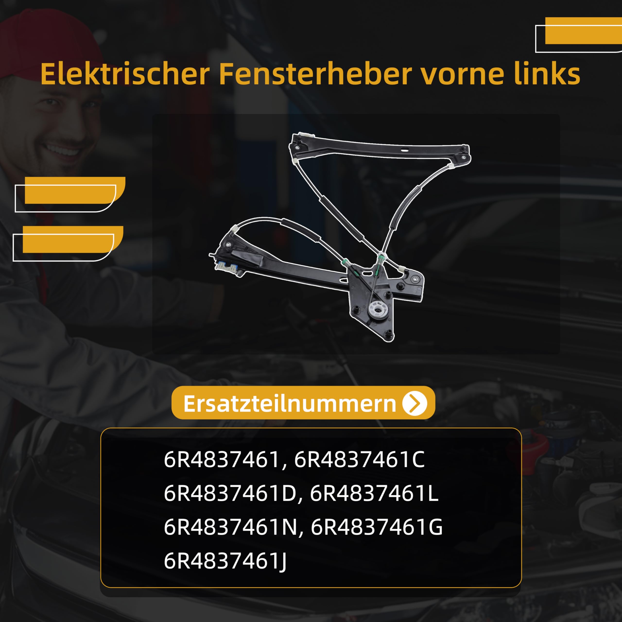 Elektrischer Fensterheber vorne links Passend für Polo 6C1 6R1 2009-2024, für Polo 6R 6C 2014-2017 für Polo Vivo Schrägheck 2010-2017# 6R4837461 6R4837461C
