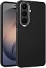 Teknoft Samsung Galaxy S26 için Karbon Serisi Şok Emici Ultra Güçlü Metalik Tuşlu ve Lens Çerçeveli Darbe Emici Karbon Fiber Görünümlü Silikon Kılıf (Siyah, Galaxy S26)