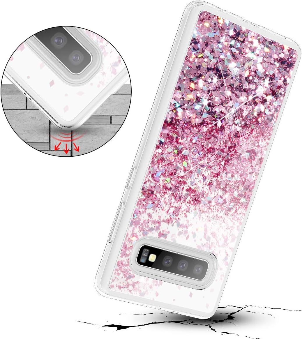 Caka Case for Galaxy S10 Glitter Case Liquid Series Luxury Fashion Bling Flowing Liquid Floating Sparkle Glitter Soft TPU Case for Samsung Galaxy S10 (Rose Gold)