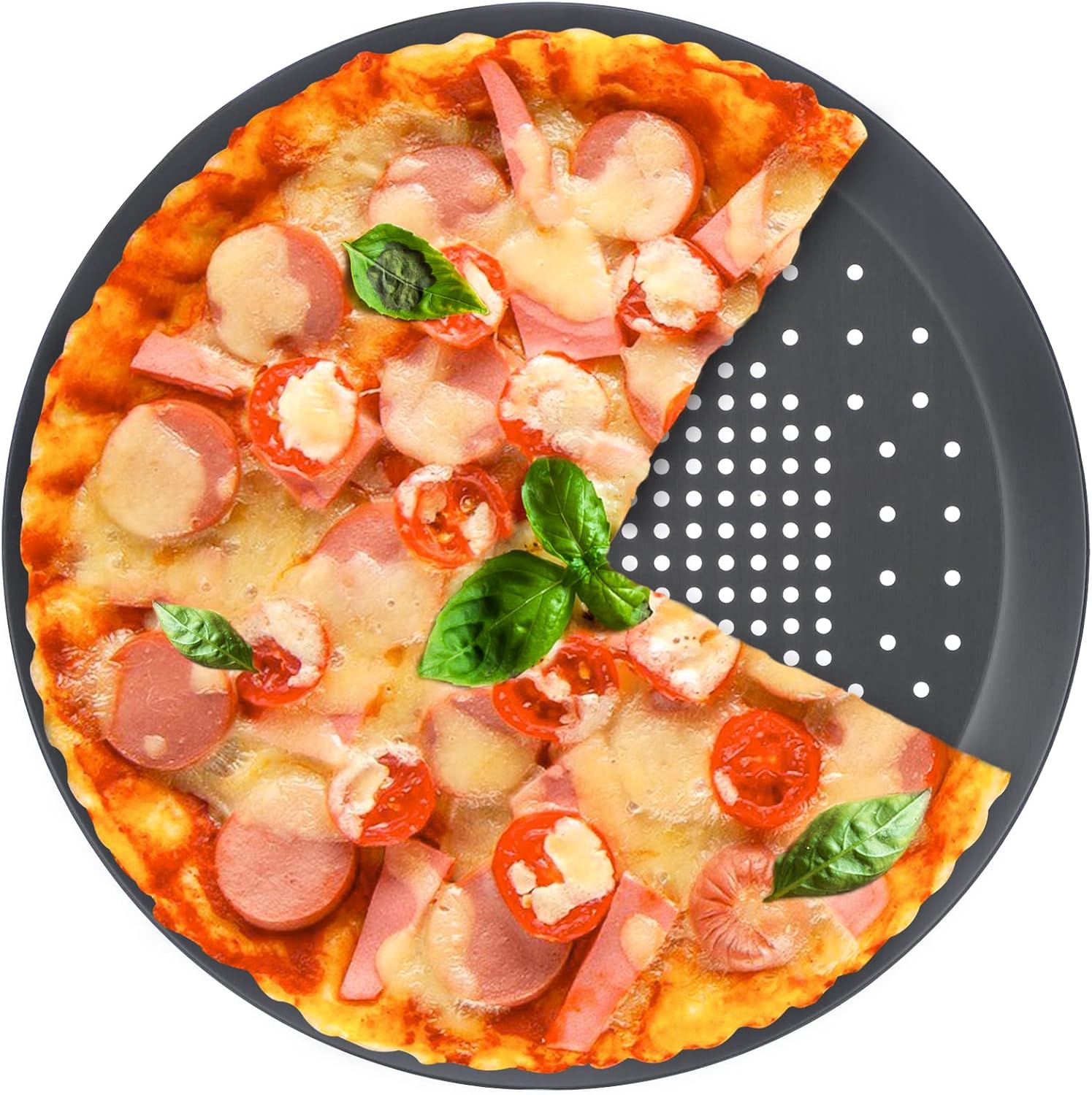 Suice Aluminum Alloy Pizza Pan with Holes for Crisping Pizzas, 8 Inch Round Nonstick