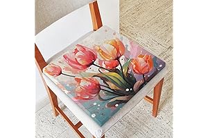 Watercolor Tulip Chair Cushions for Dining Chairs