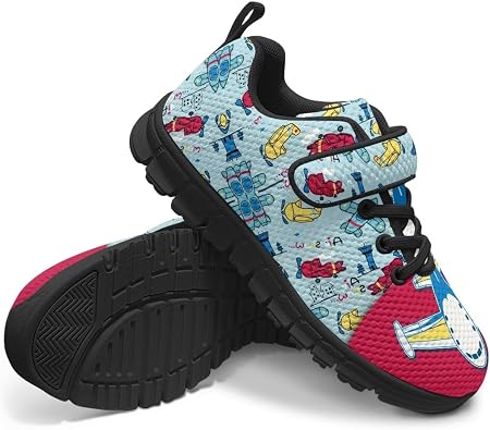 Kids Sneakers for Boys Girls Mesh Running Shoes Sport Toddler Single Buckle Tennis Shoes Black Sole