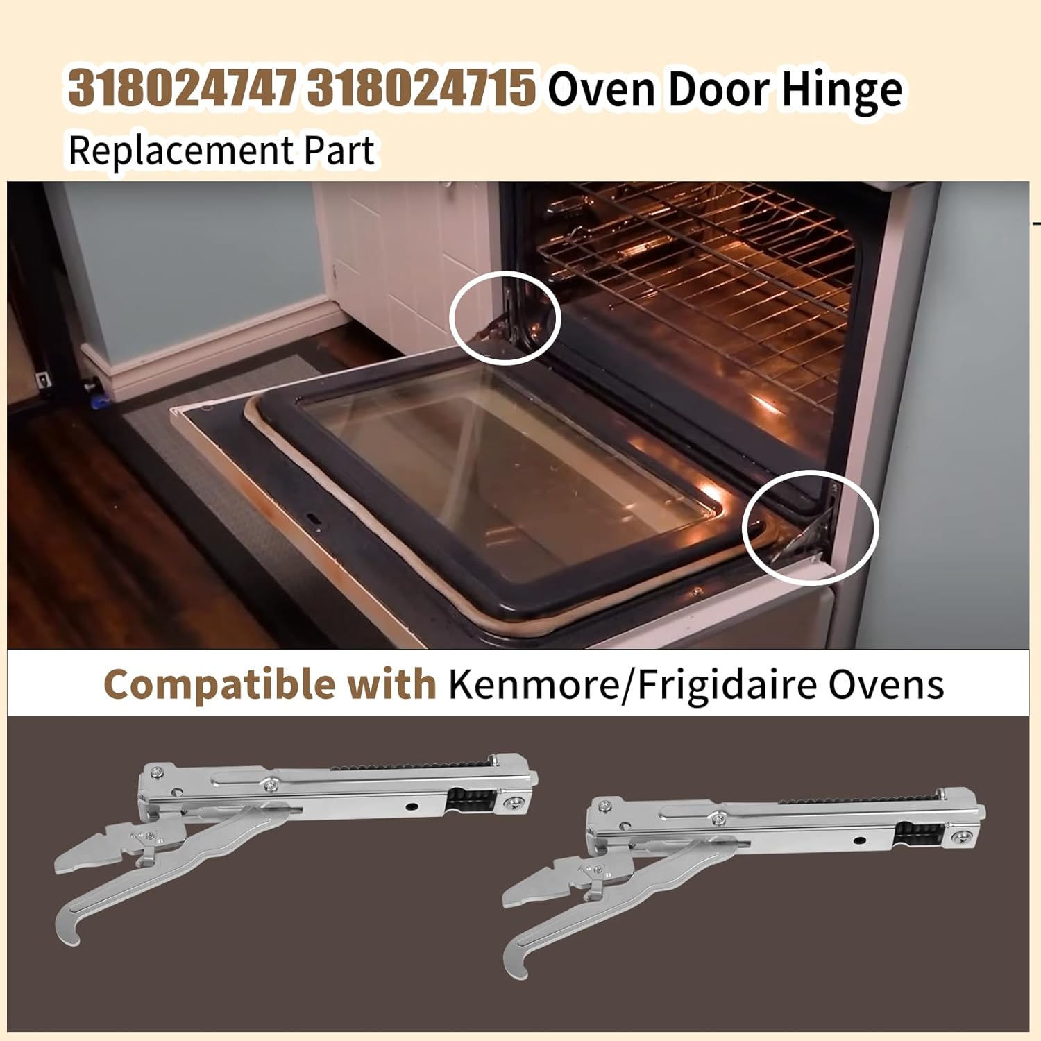 2 PCS 318024747 318024715 Oven Door Hinge Replacement Part Compatible with Frigidaire, Kenmore and Sears Ovens and Ranges,Replacement Part Number# AP4365966 1472436 318024714 AH2345318 EA2345318